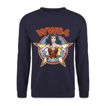 Wonder Woman 1984 WW84 Retro Vintage - Unisex Pullover - Navy - Vorne - Alina (178cm) & Michal (187cm)