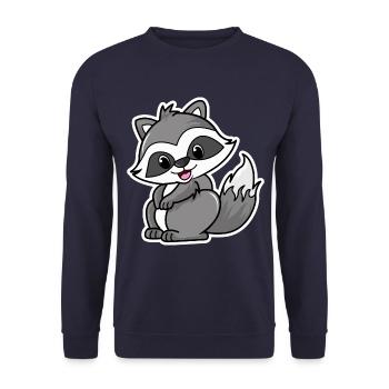 dessin animé mignon raton laveur - Sweat-shirt Unisexe - marine - Devant - Alina (178cm) & Michal (187cm)