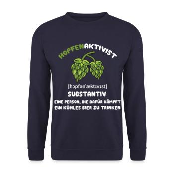 Hopfenaktivist Eine Person die für ihr kühles Bier - Unisex Pullover - Navy - Vorne - Alina (178cm) & Michal (187cm)
