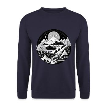 The Mountains 01 - Unisex Sweatshirt - navy - Front - Alina (178cm) & Michal (187cm)
