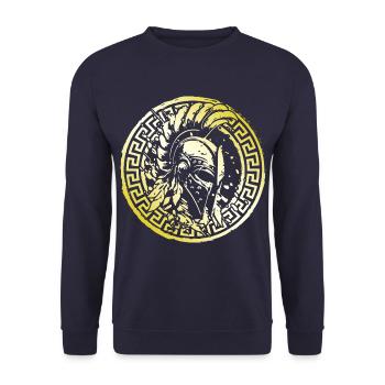 Casque Spartiate Or Gladiateur Fighter Training - Sweat-shirt Unisexe - marine - Devant - Alina (178cm) & Michal (187cm)
