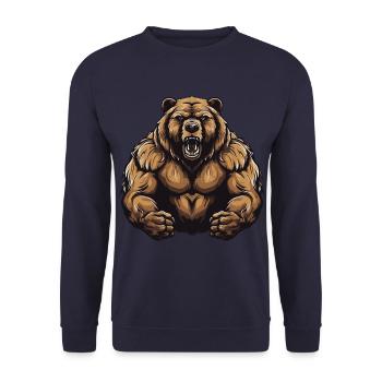 Bär Grizzly Beast Martial Arts MMA Gym - Unisex Pullover - Navy - Vorne - Alina (178cm) & Michal (187cm)