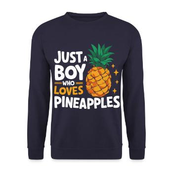 Ananas tropische hawaiianische Frucht - Unisex Pullover - Navy - Vorne - Alina (178cm) & Michal (187cm)