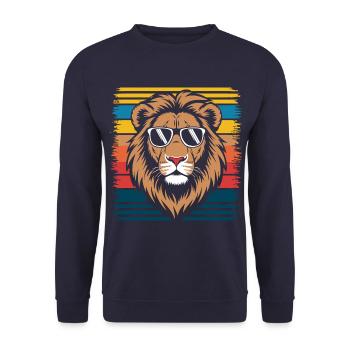 Lion Lion Animal Africa - Unisex Sweatshirt - navy - Front - Alina (178cm) & Michal (187cm)