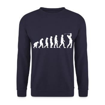 Golf Golfer Golfplatz Golfspieler Evolution - Unisex Pullover - Navy - Vorne - Alina (178cm) & Michal (187cm)