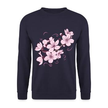 Flower Japanese Cool Gift - Unisex Sweatshirt - navy - Front - Alina (178cm) & Michal (187cm)
