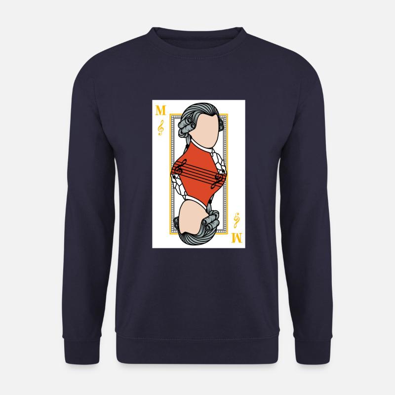 Mozart Spielkarte Musik Note Weiß Cooles Geschenk - Unisex Pullover - Navy