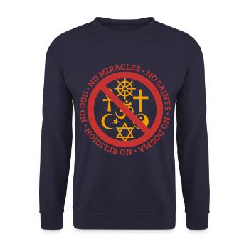 Athée Dieu miracle Saint Dog cycle cadeau - Sweat-shirt Unisexe - marine - Devant - Alina (178cm) & Michal (187cm)