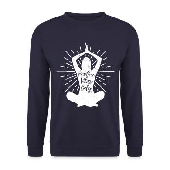 Yoga Positive Vibes Méditation Cool Cadeau - Sweat-shirt Unisexe - marine - Devant - Alina (178cm) & Michal (187cm)