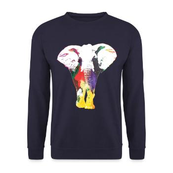 Elefant Regenbogen Wildlife Cooles Geschenk - Unisex Pullover - Navy - Vorne - Alina (178cm) & Michal (187cm)
