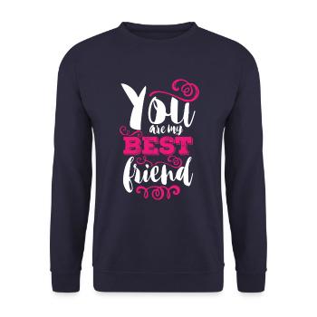 Du bist mein bester Freund Cooles Geschenk - Unisex Pullover - Navy - Vorne - Alina (178cm) & Michal (187cm)