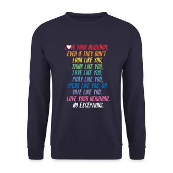 Tolerance - Unisex Sweatshirt - navy - Front - Alina (178cm) & Michal (187cm)