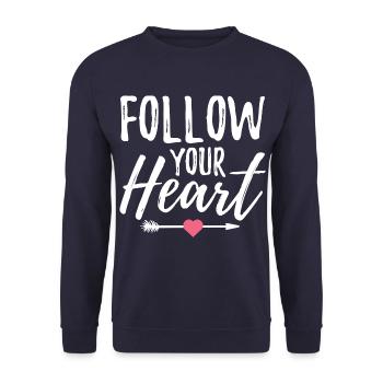 Folge deinem Herzen - Unisex Pullover - Navy - Vorne - Alina (178cm) & Michal (187cm)