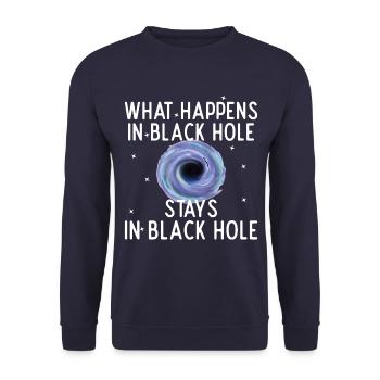 Black hole What happens stays - Unisex Sweatshirt - navy - Front - Alina (178cm) & Michal (187cm)