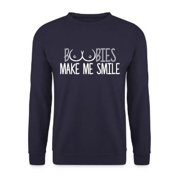 Seins Boobs Boobies make me smile - Sweat-shirt Unisexe - marine - Devant - Alina (178cm) & Michal (187cm)