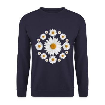 Fleurs de marguerite blanche Conception de marguerite - Sweat-shirt Unisexe - marine - Devant - Alina (178cm) & Michal (187cm)