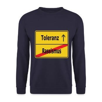 Rassismus? Toleranz! - Unisex Pullover - Navy - Vorne - Alina (178cm) & Michal (187cm)