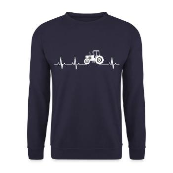 Tractor Heartbeat Farmer Birthday T-Shirt - Unisex Sweatshirt - navy - Front - Alina (178cm) & Michal (187cm)