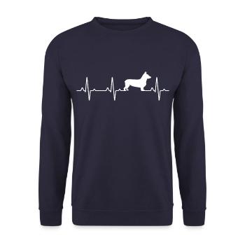 Heartbeat Welsh Corgi Dog Gift T-Shirt Shirt - Unisex Sweatshirt - navy - Front - Alina (178cm) & Michal (187cm)
