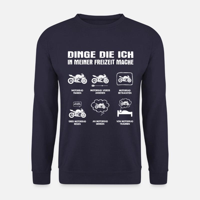 Dinge die ich in meiner Freizeit mache Motorrad - Unisex Pullover - Navy