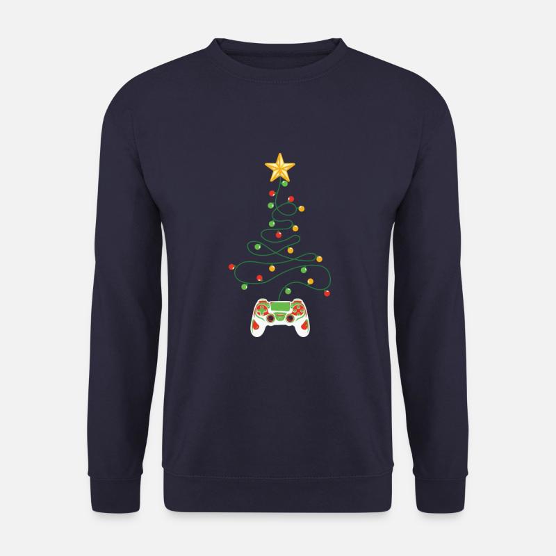 Gaming Zitat GAMER Controller Froher Weihnachtsbaum - Unisex Pullover - Navy