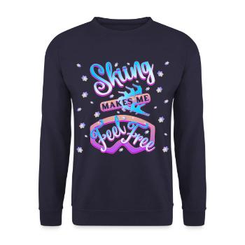 Beim Skifahren fühle ich mich frei – 1 - Unisex Pullover - Navy - Vorne - Alina (178cm) & Michal (187cm)