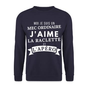 J'aime la raclette et l' apéro humour homme cadeau - Sweat-shirt Unisexe - marine - Devant - Alina (178cm) & Michal (187cm)