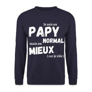 Je suis un papy normal humour grand-père cadeau - Sweat-shirt Unisexe - marine - Devant - Alina (178cm) & Michal (187cm)