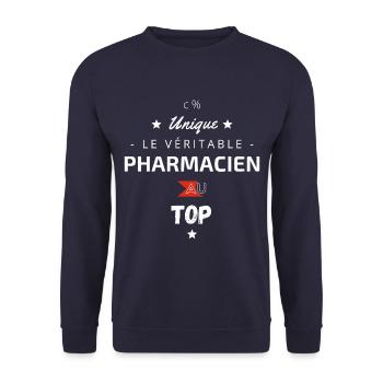 Le véritable Pharmacien au top - Sweat-shirt Unisexe - marine - Devant - Alina (178cm) & Michal (187cm)