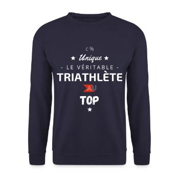 Le véritable Triathlète au top - Sweat-shirt Unisexe - marine - Devant - Alina (178cm) & Michal (187cm)