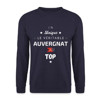Le véritable Auvergnat au top - Sweat-shirt Unisexe - marine - Devant - Alina (178cm) & Michal (187cm)