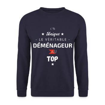 Le véritable déménageur au top - Sweat-shirt Unisexe - marine - Devant - Alina (178cm) & Michal (187cm)
