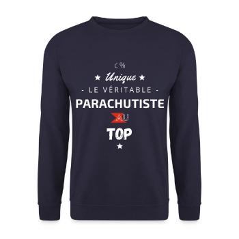 Le véritable Parachutiste au top - Sweat-shirt Unisexe - marine - Devant - Alina (178cm) & Michal (187cm)