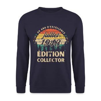Anniversaire 80 ans juillet 1943 édition collector - Sweat-shirt Unisexe - marine - Devant - Alina (178cm) & Michal (187cm)