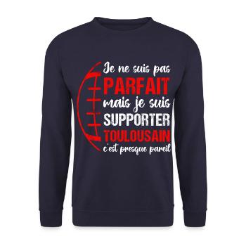 Supporter toulousain cadeau rugby Toulouse - Sweat-shirt Unisexe - marine - Devant - Alina (178cm) & Michal (187cm)
