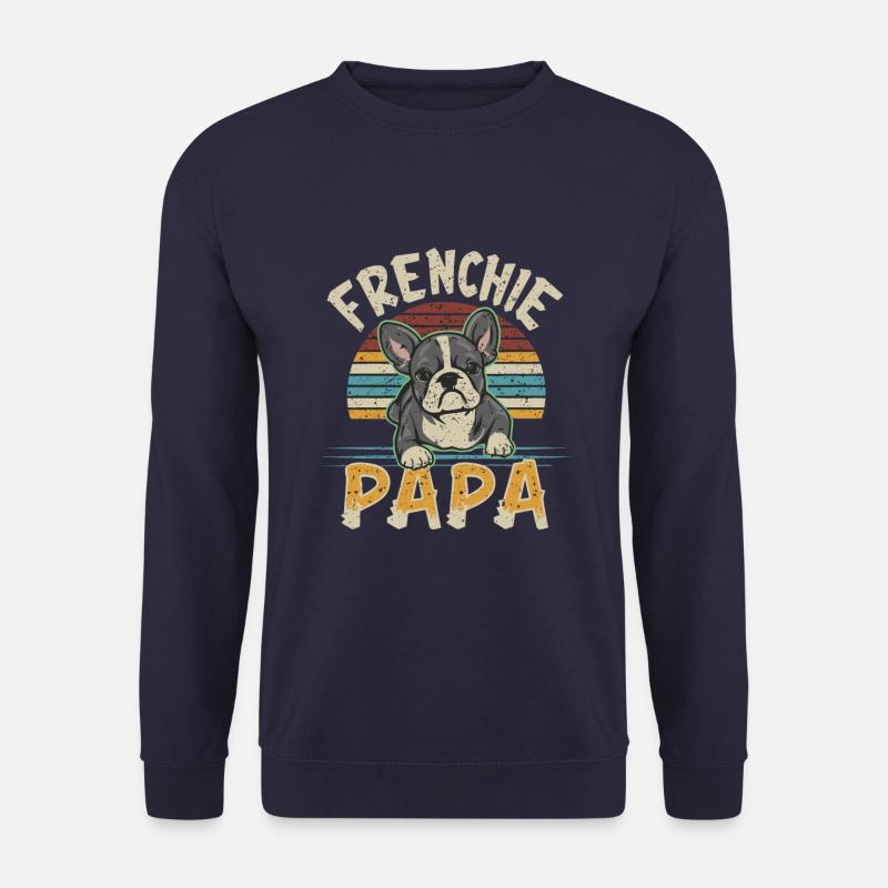 Frenchie Papa Classic Design - Unisex Pullover - Navy