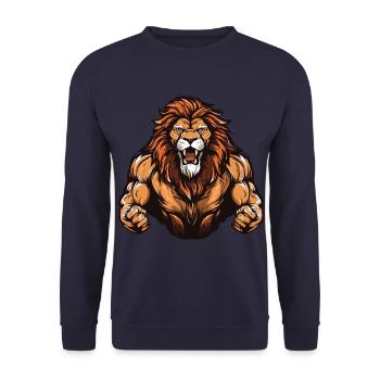 Löwe Gym Fitness Martial Arts MMA - Unisex Pullover - Navy - Vorne - Alina (178cm) & Michal (187cm)