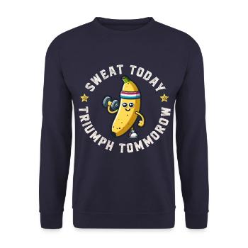 Retro Banana Fitness - Motivational Designs 2024 - Unisex Sweatshirt - navy - Front - Alina (178cm) & Michal (187cm)