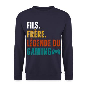 Fils frère légende du gaming cadeau pour gamer - Sweat-shirt Unisexe - marine - Devant - Alina (178cm) & Michal (187cm)