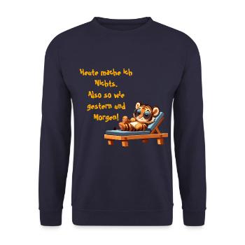 Heute mache ich nichts Tiger - Unisex Pullover - Navy - Vorne - Alina (178cm) & Michal (187cm)