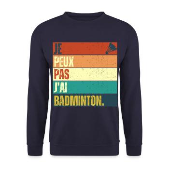 Je peux pas j' ai badminton cadeau badiste vintage - Sweat-shirt Unisexe - marine - Devant - Alina (178cm) & Michal (187cm)
