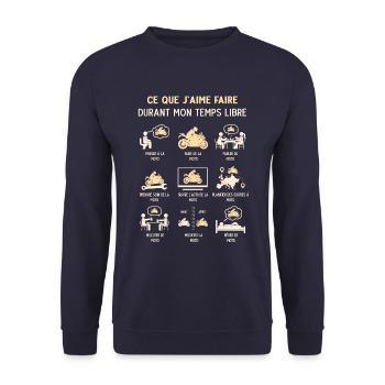 Motard Moto Humour Mon Temps Libre - Sweat-shirt Unisexe - marine - Devant - Alina (178cm) & Michal (187cm)