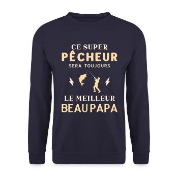 Meilleur Super Beau Papa Pêcheur Pêche - Sweat-shirt Unisexe - marine - Devant - Alina (178cm) & Michal (187cm)