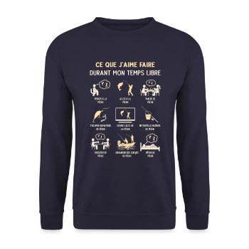 Pêcheur Pêche Humour Mon Temps Libre - Sweat-shirt Unisexe - marine - Devant - Alina (178cm) & Michal (187cm)