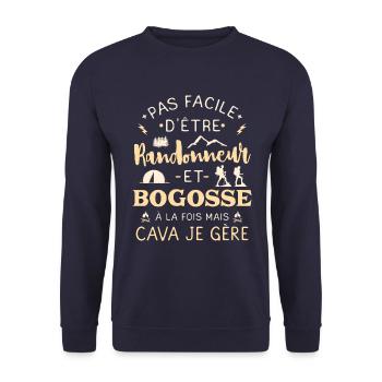 Randonneur Bogosse Rando Randonnée Humour - Sweat-shirt Unisexe - marine - Devant - Alina (178cm) & Michal (187cm)