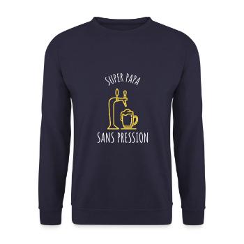 Super Papa ohne Druck - Unisex Pullover - Navy - Vorne - Alina (178cm) & Michal (187cm)