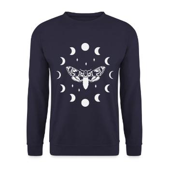 Insect and Moon - Bee Bumblebee Moth Wasp - Nature - Unisex Sweatshirt - navy - Front - Alina (178cm) & Michal (187cm)