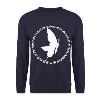 Schmetterling - Naturschutz - Umwelt - Insekt - Unisex Pullover - Navy - Vorne - Alina (178cm) & Michal (187cm)