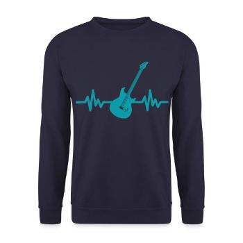 Herzschlag Gitarre - Rock 'n' Roll Punk Band Metal - Unisex Pullover - Navy - Vorne - Alina (178cm) & Michal (187cm)