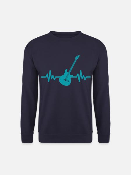 Heartbeat Guitar - Rock 'n' Roll Punk Band Metal - Unisex sweater - marineblå